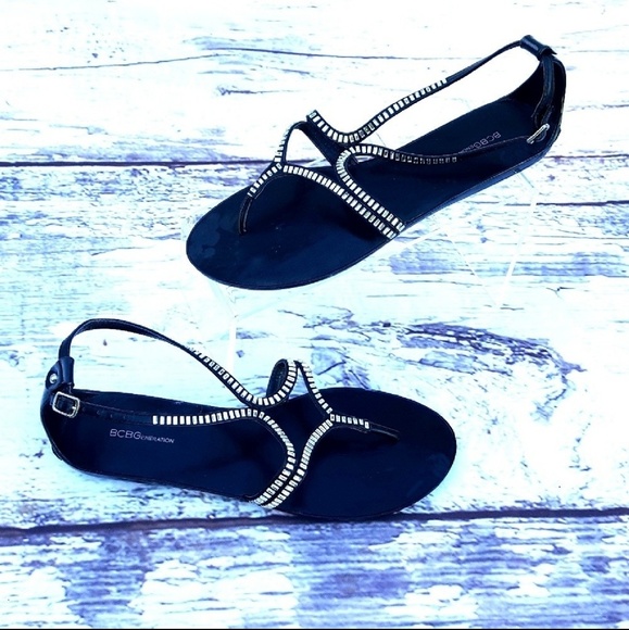 BCBGeneration Shoes - Sparkly Bling Black Gladiator Sandal size 10